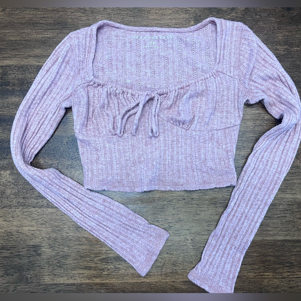 Aeropostale women’s pink long sleeve crop top size xs